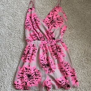 Pink/tan printed jumpsuit